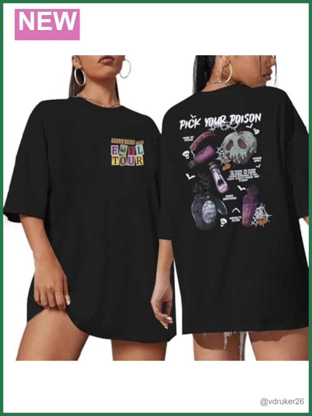 Oversized Halloween Graphic T-Shirt – Soft Crew Neck Short Sleeve Loose Fit Tee